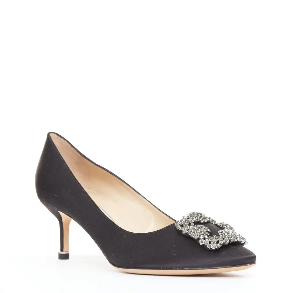 Manolo Blahnik Hangisi 70 Black Silk Very good - Front View