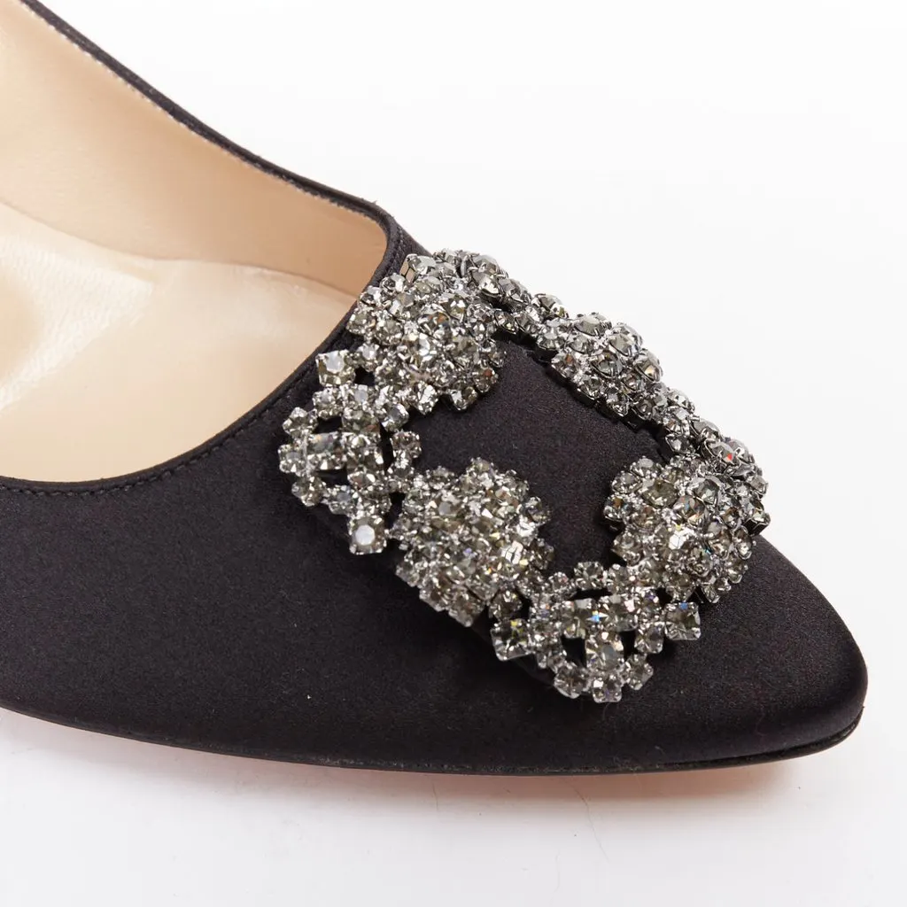 Manolo Blahnik Hangisi 70 Black Silk Very good - Back View