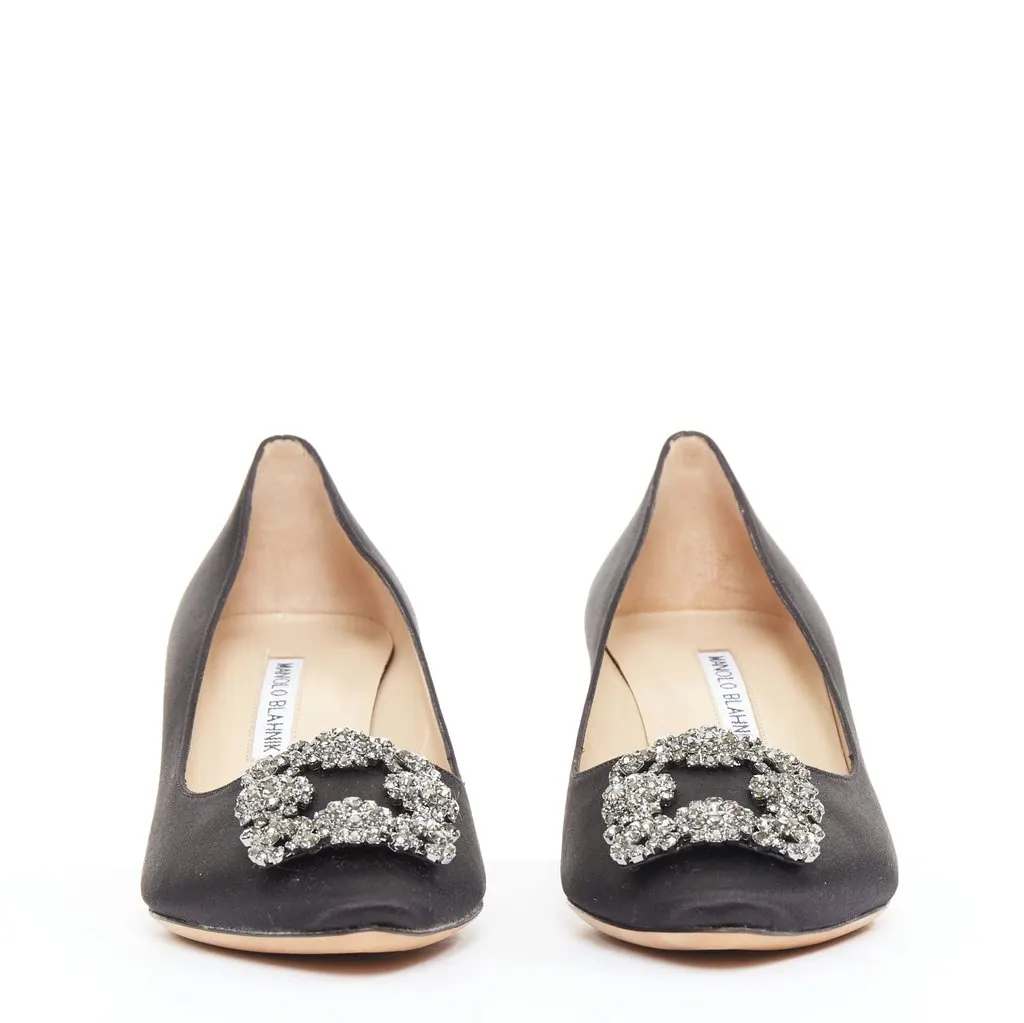 Manolo Blahnik Hangisi 70 Black Silk Very good - Model View