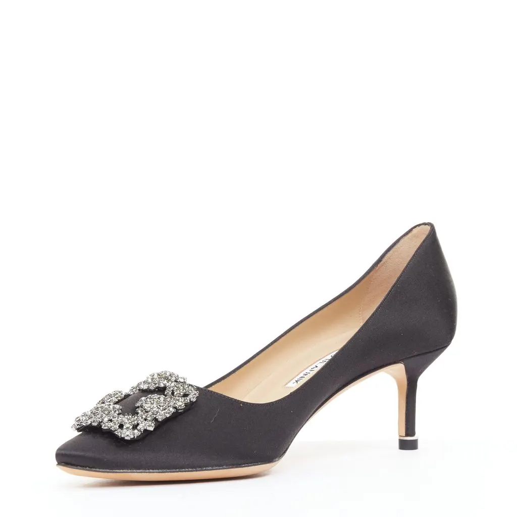 Manolo Blahnik Hangisi 70 Black Silk Very good - Box View