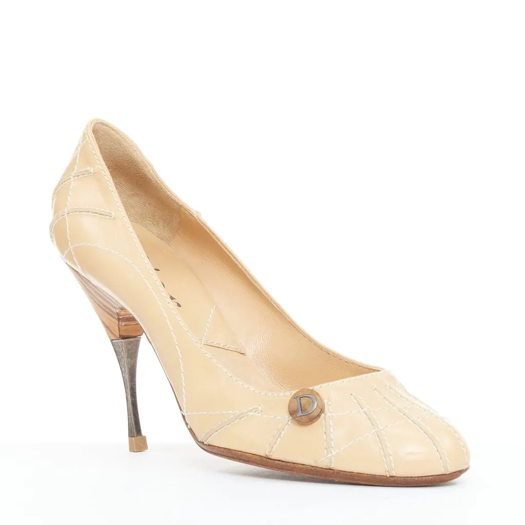 Dior Beige Leather Heels Beige Leather Fair - Back View