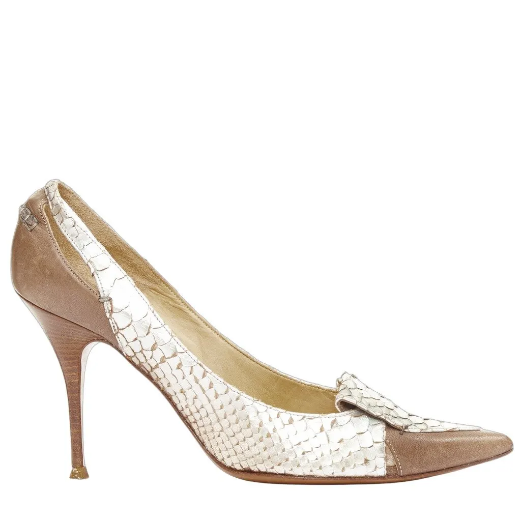 Chloé Silver Leather Lace ups Silver Leather Fair - Front View