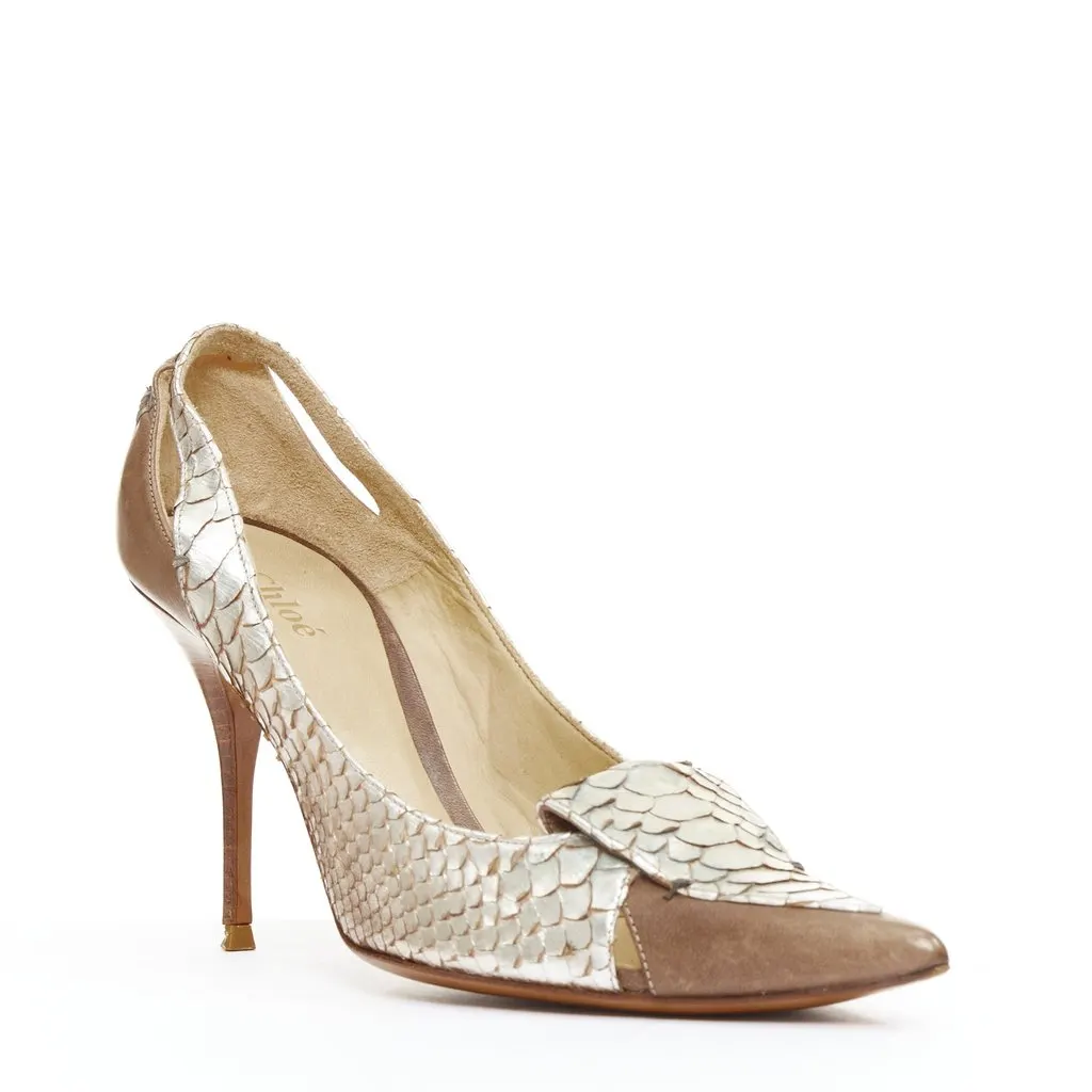 Chloé Silver Leather Lace ups Silver Leather Fair - Back View