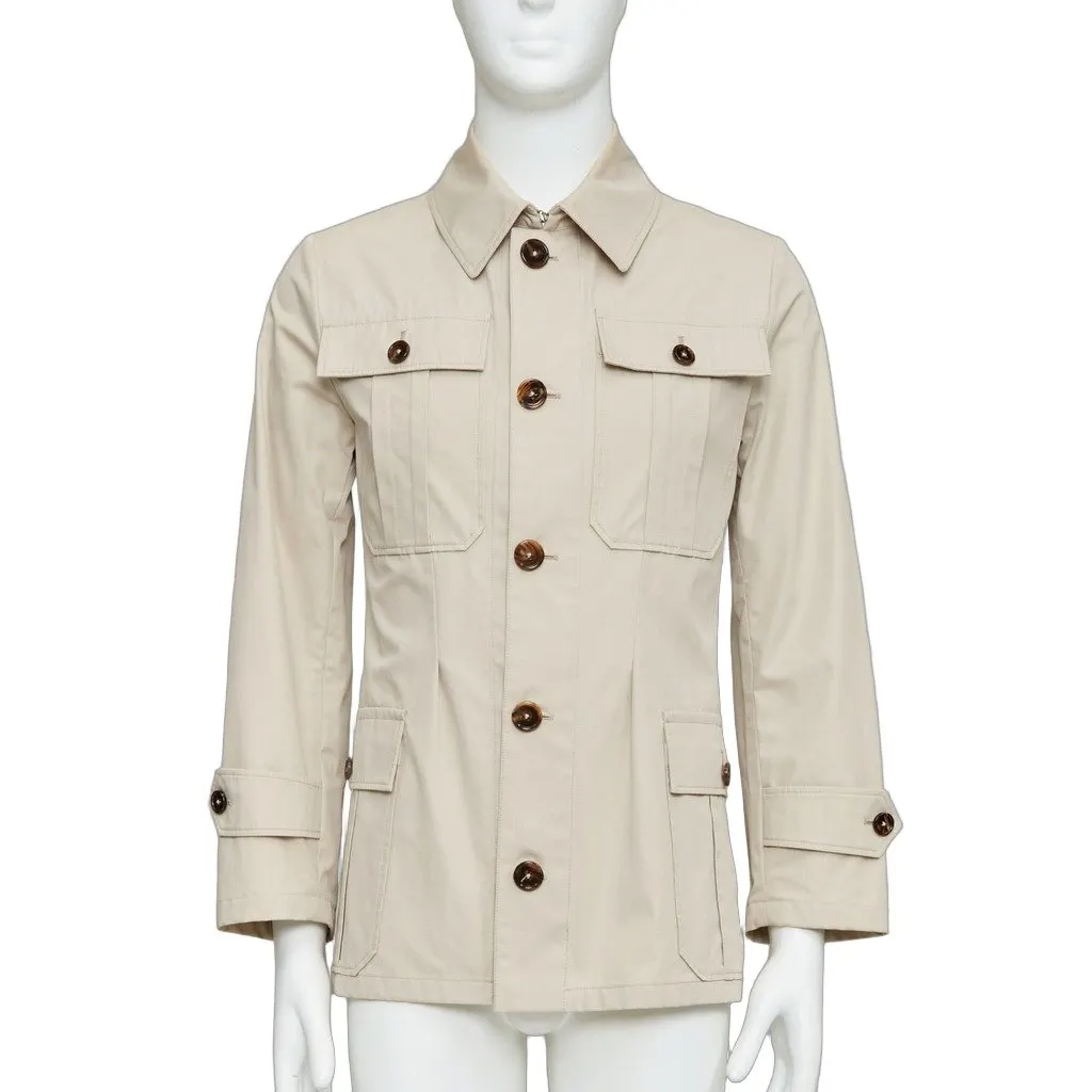 Dolce & Gabbana Beige Cotton Coat Beige Cotton Good - Front View