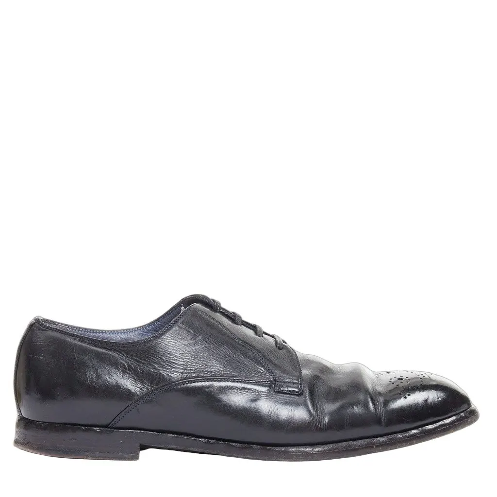 Dolce & Gabbana Black Leather Lace ups Black Leather Fair - Front View