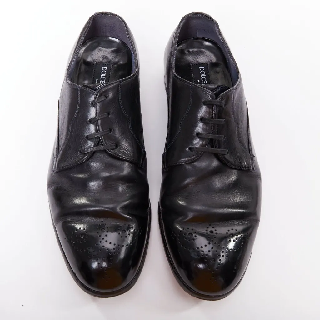 Dolce & Gabbana Black Leather Lace ups Black Leather Fair - Back View