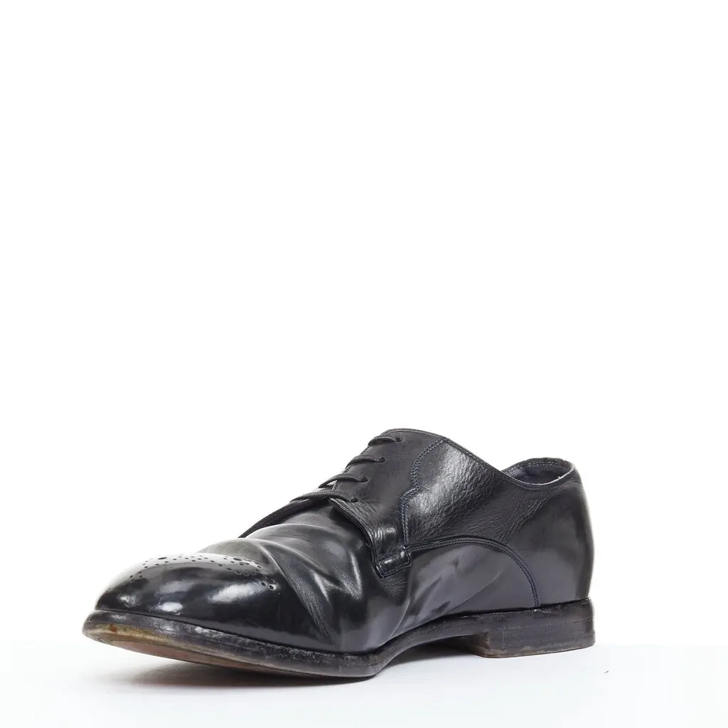 Dolce & Gabbana Black Leather Lace ups Black Leather Fair - Model View