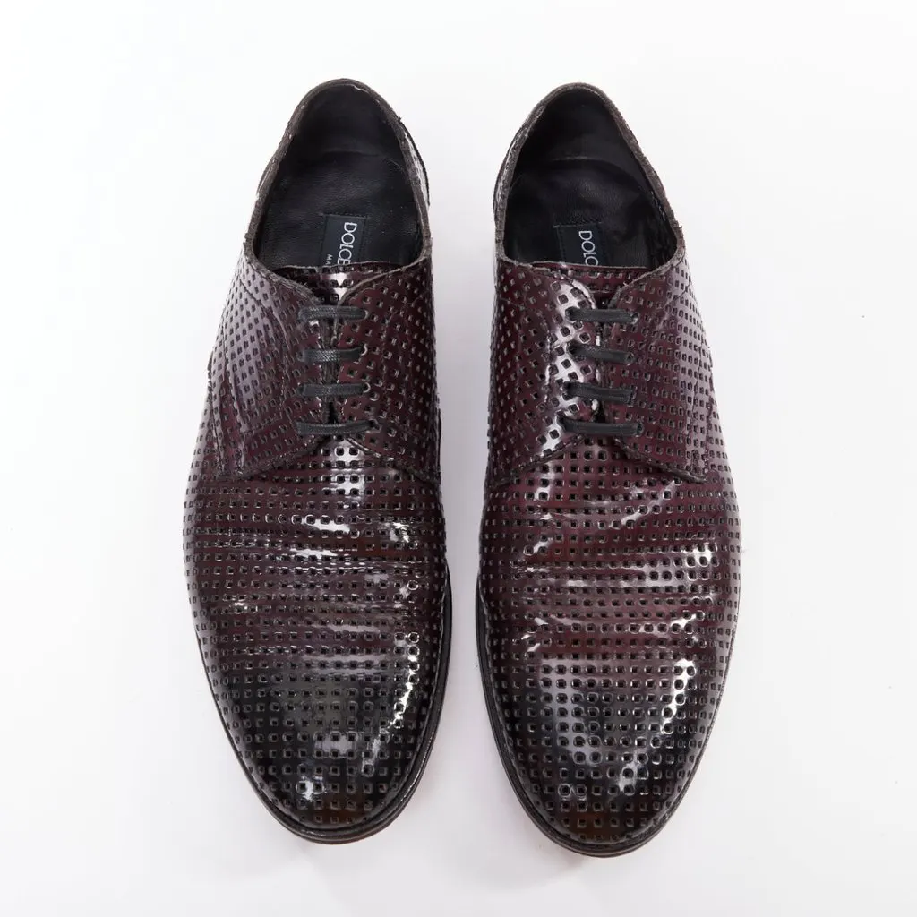 Dolce & Gabbana Burgundy Leather Lace ups Burgundy Leather Fair - Back View