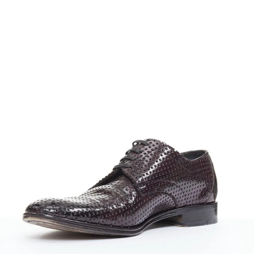 Dolce & Gabbana Burgundy Leather Lace ups Burgundy Leather Fair - Model View