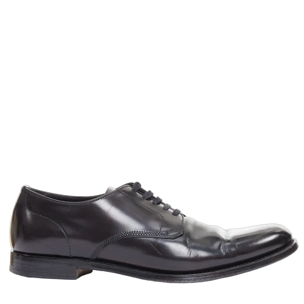 Prada Black Leather Lace ups Black Leather Fair - Front View