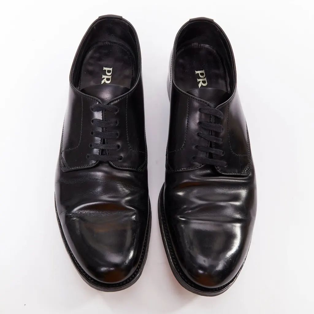 Prada Black Leather Lace ups Black Leather Fair - Back View