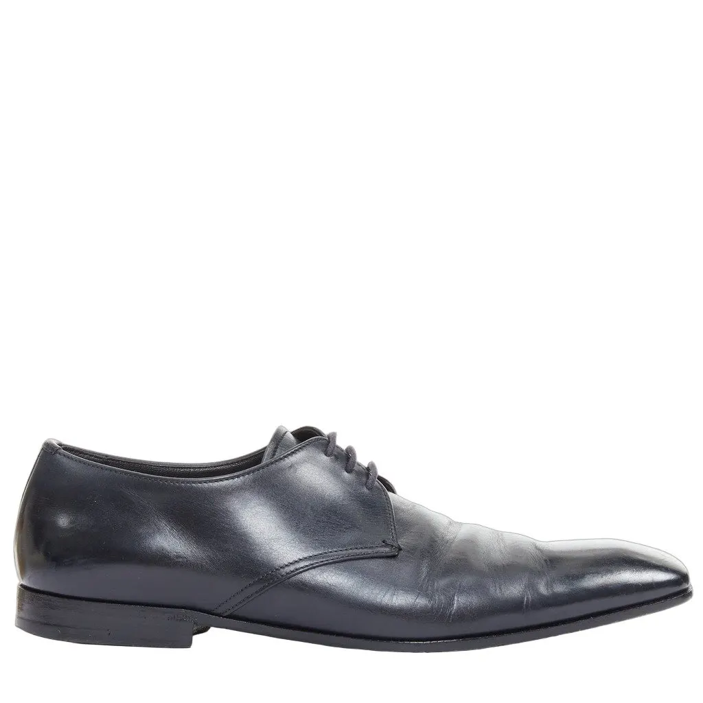 Prada Black Leather Lace ups Black Leather Fair - Front View