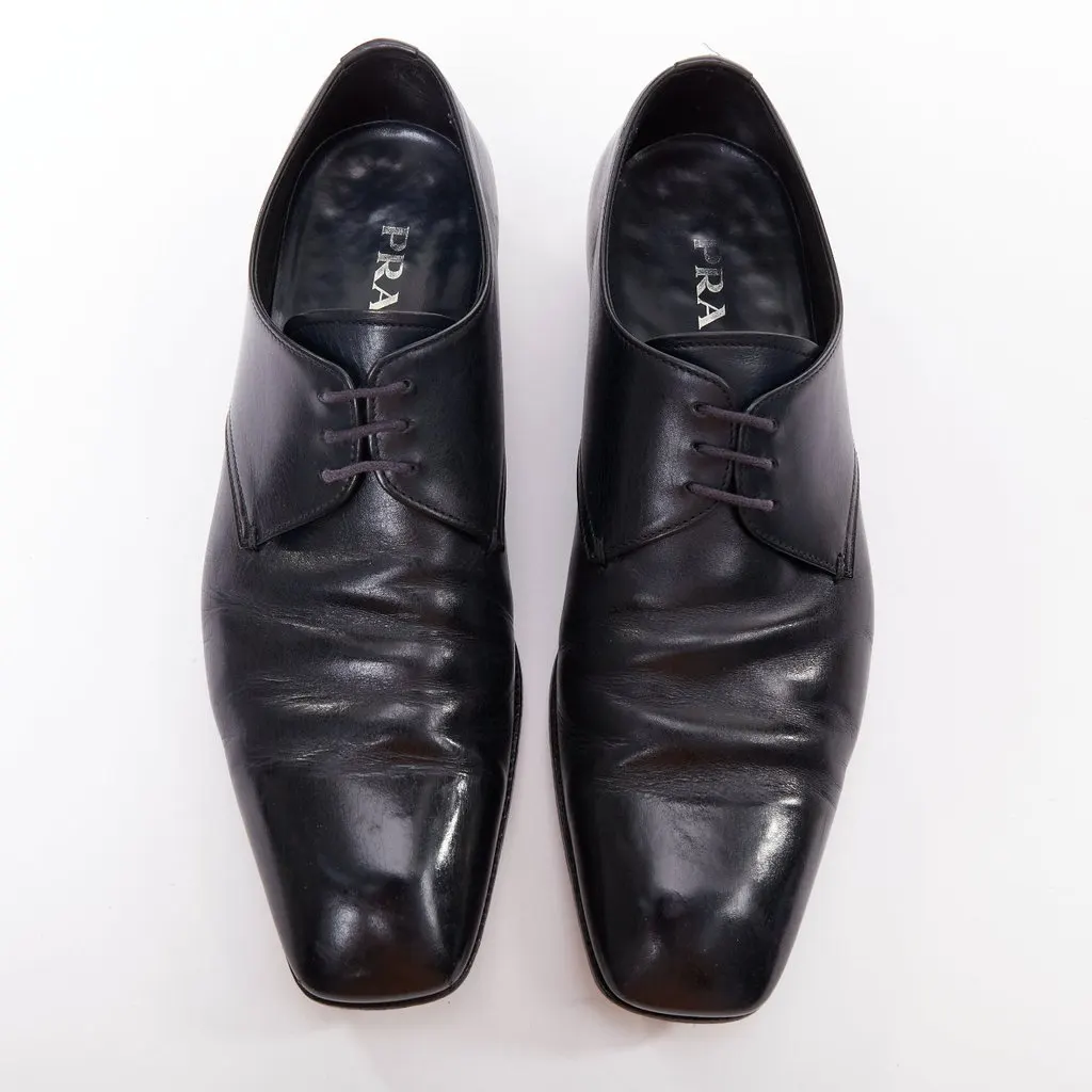 Prada Black Leather Lace ups Black Leather Fair - Back View
