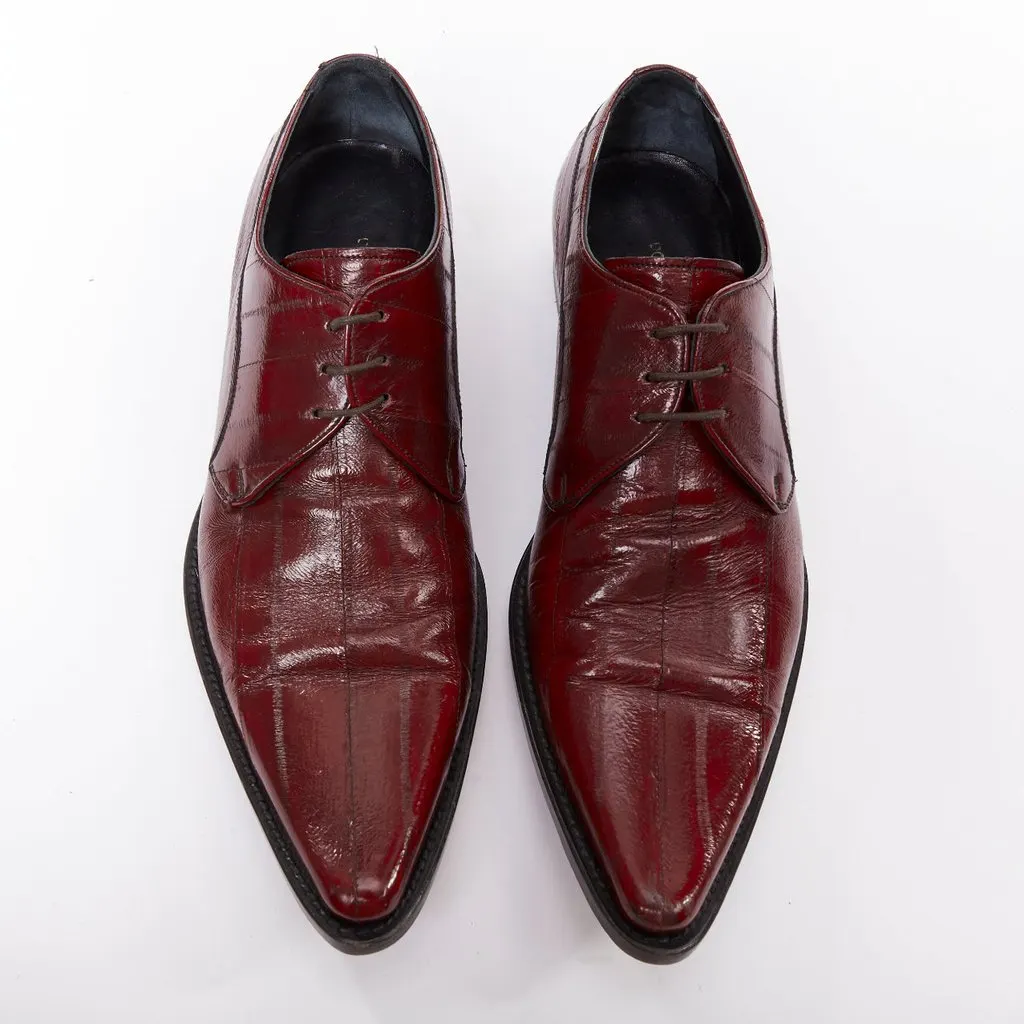 Dolce & Gabbana Burgundy Leather Lace ups Burgundy Leather Fair - Back View