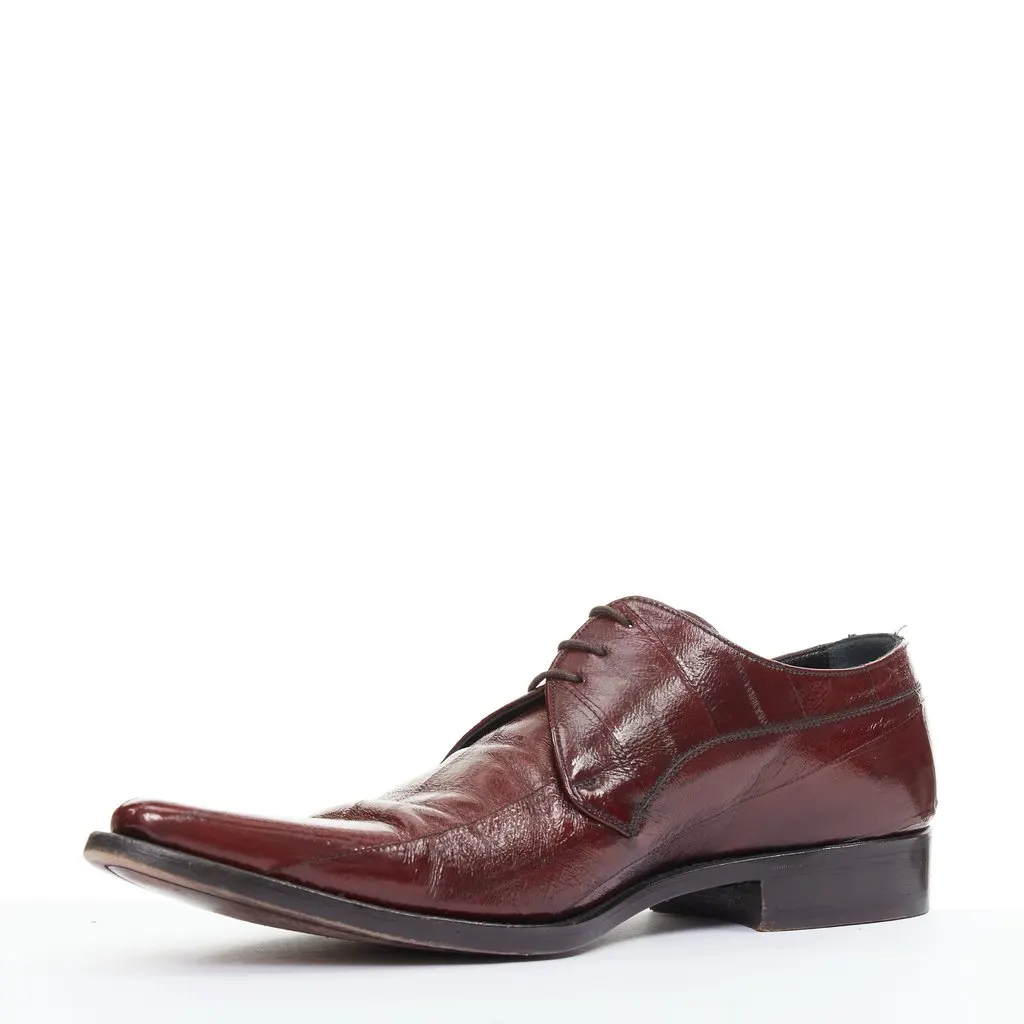Dolce & Gabbana Burgundy Leather Lace ups Burgundy Leather Fair - Model View