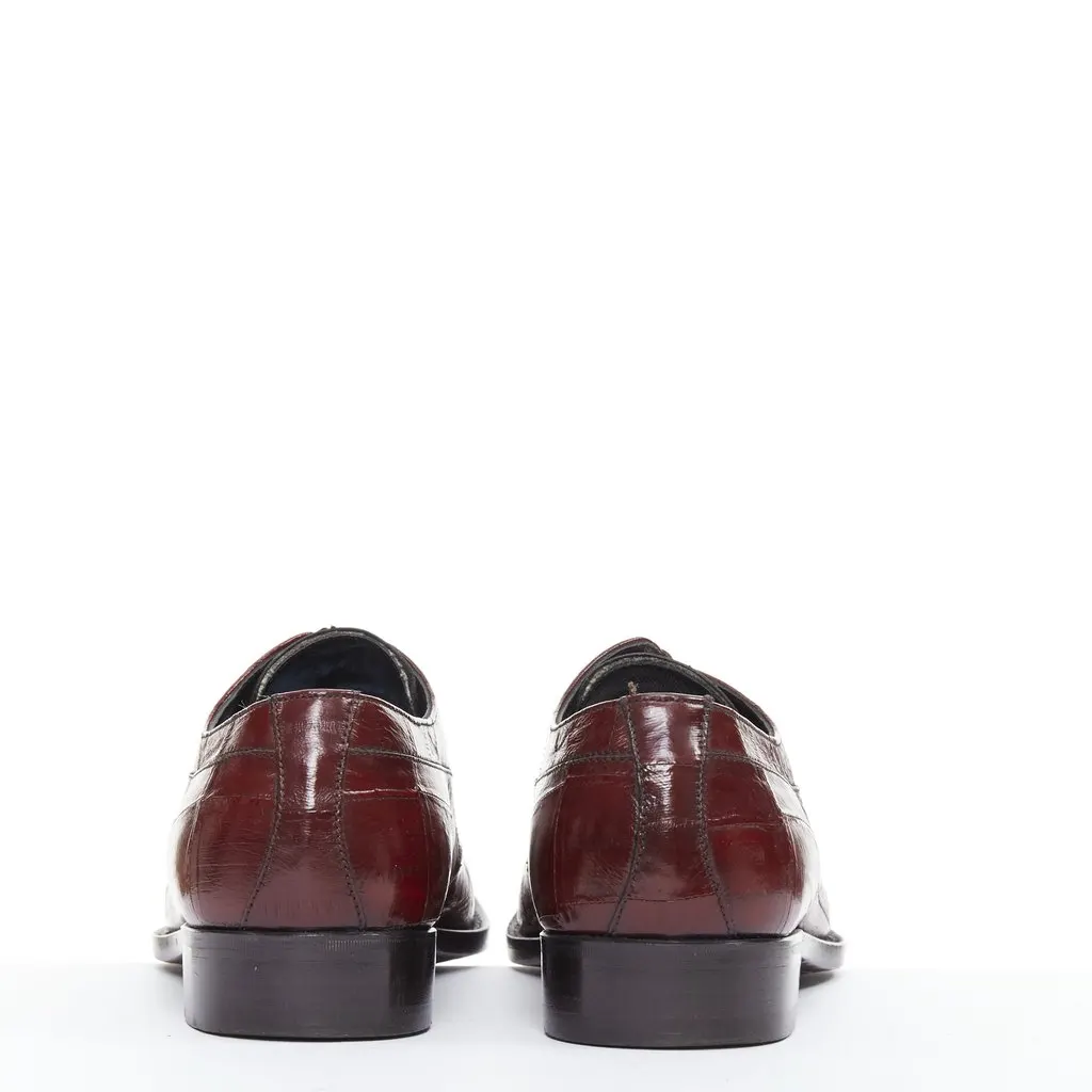 Dolce & Gabbana Burgundy Leather Lace ups Burgundy Leather Fair - Box View