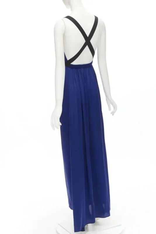 Theory Elastic Cross Maxi Blue Silk Very good - Back View