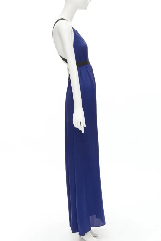 Theory Elastic Cross Maxi Blue Silk Very good - Model View
