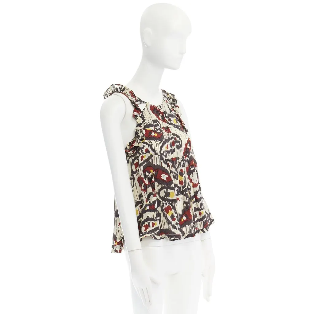 Isabel Marant Ikat Silk Cutout Top White Silk Never worn - Back View
