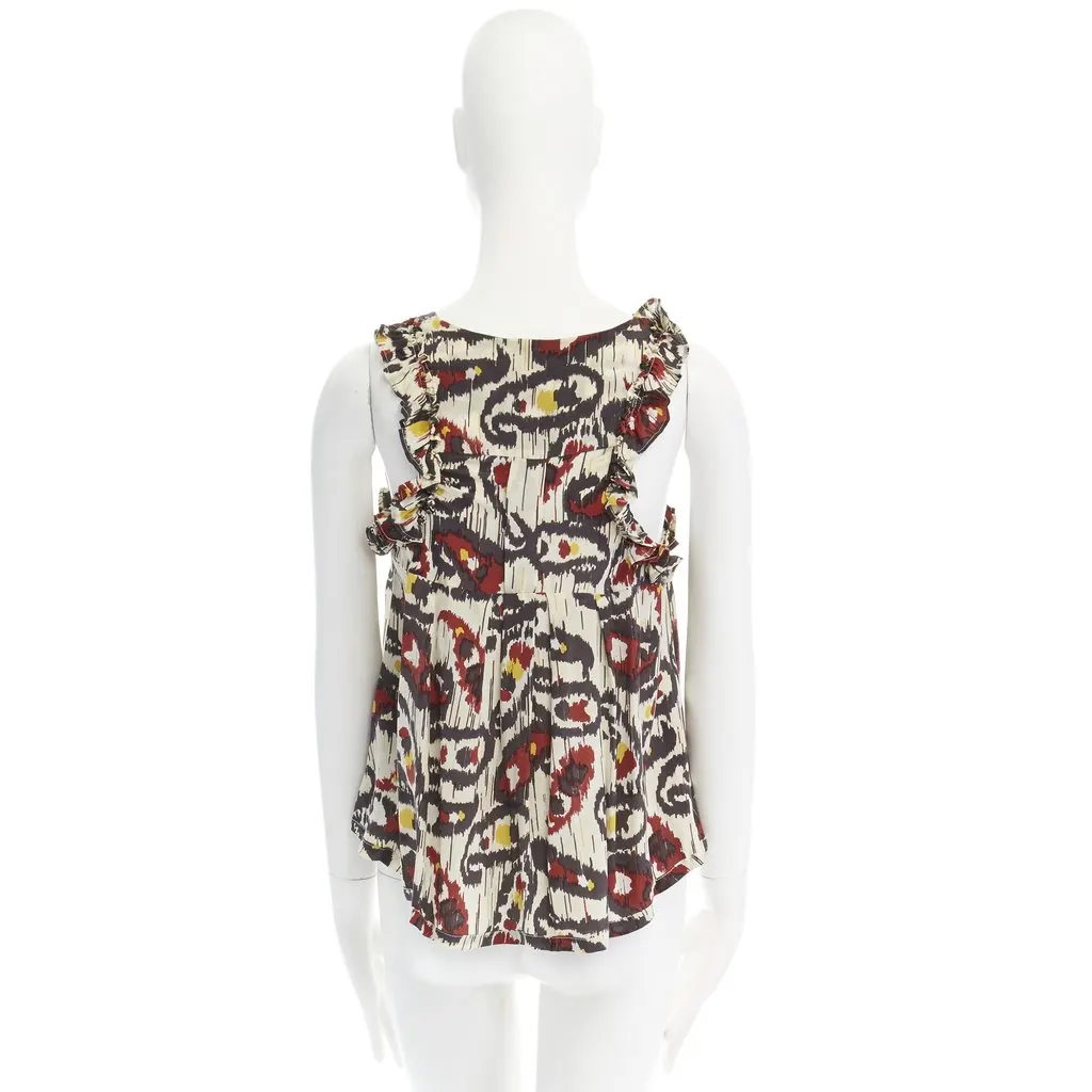 Isabel Marant Ikat Silk Cutout Top White Silk Never worn - Model View