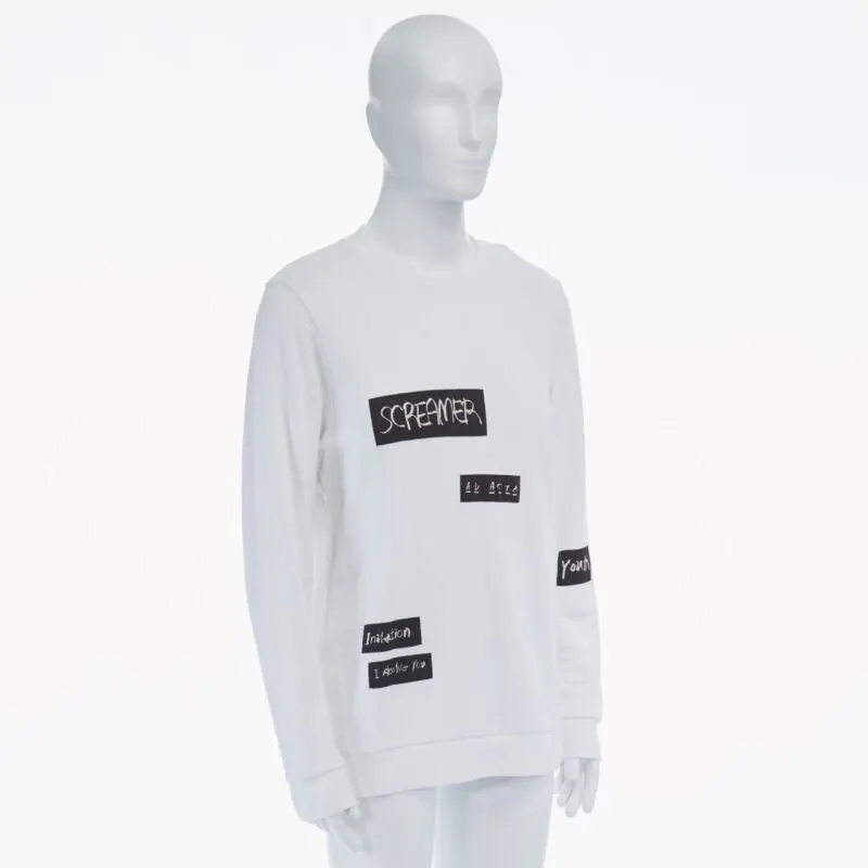 Raf Simons Abstract Patchwork Pullover White Cotton Never worn, with tag - Back View