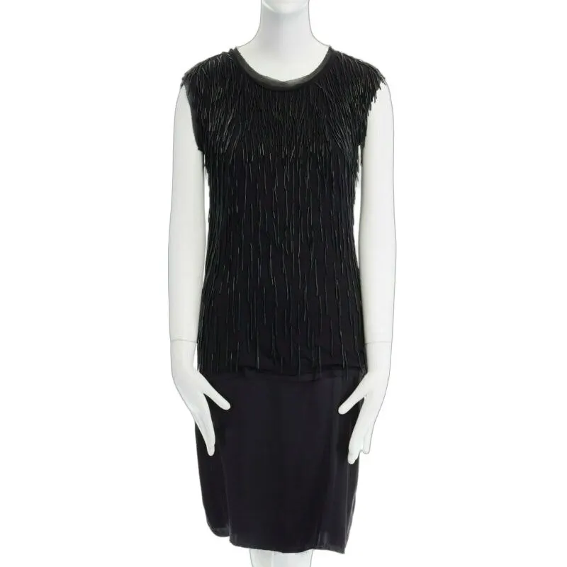 Lanvin Beaded Flapper Dress Black Cotton Very good - Front View