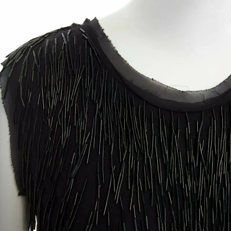 Lanvin Beaded Flapper Dress Black Cotton Very good - Back View