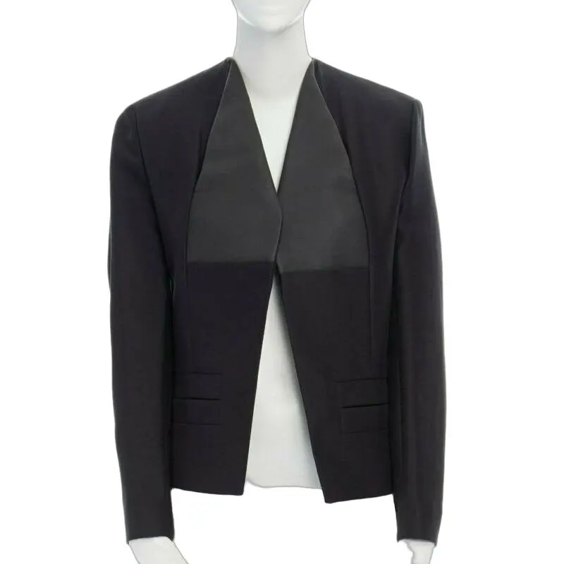 Balenciaga Black Leather Jacket Black Cotton Never worn, with tag - Front View