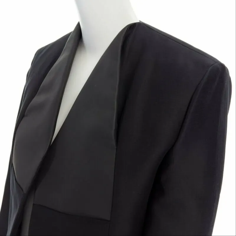 Balenciaga Black Leather Jacket Black Cotton Never worn, with tag - Back View