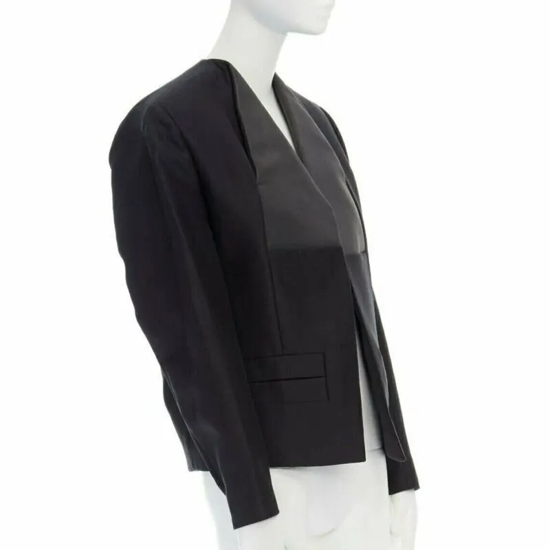 Balenciaga Black Leather Jacket Black Cotton Never worn, with tag - Inside View