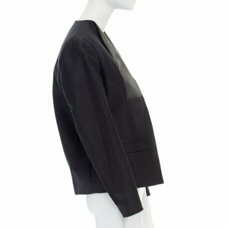 Balenciaga Black Leather Jacket Black Cotton Never worn, with tag - Model View