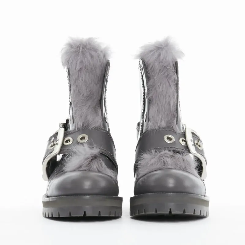 Alexander McQueen Combat boot Grey Leather Good - Inside View