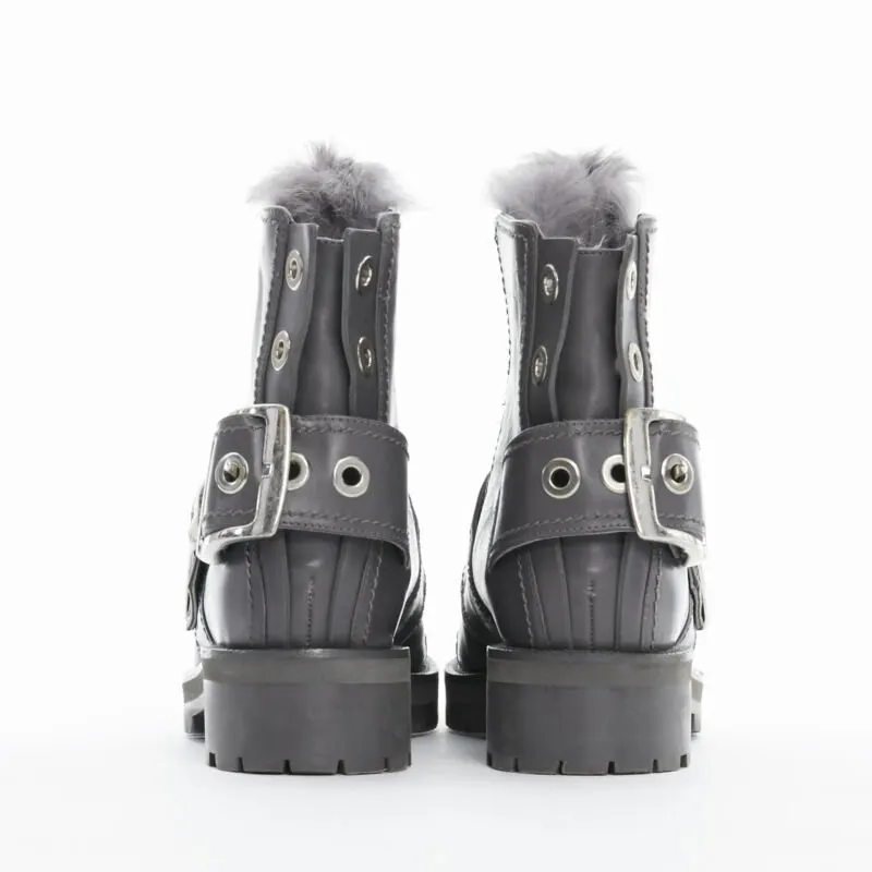 Alexander McQueen Combat boot Grey Leather Good - Box View