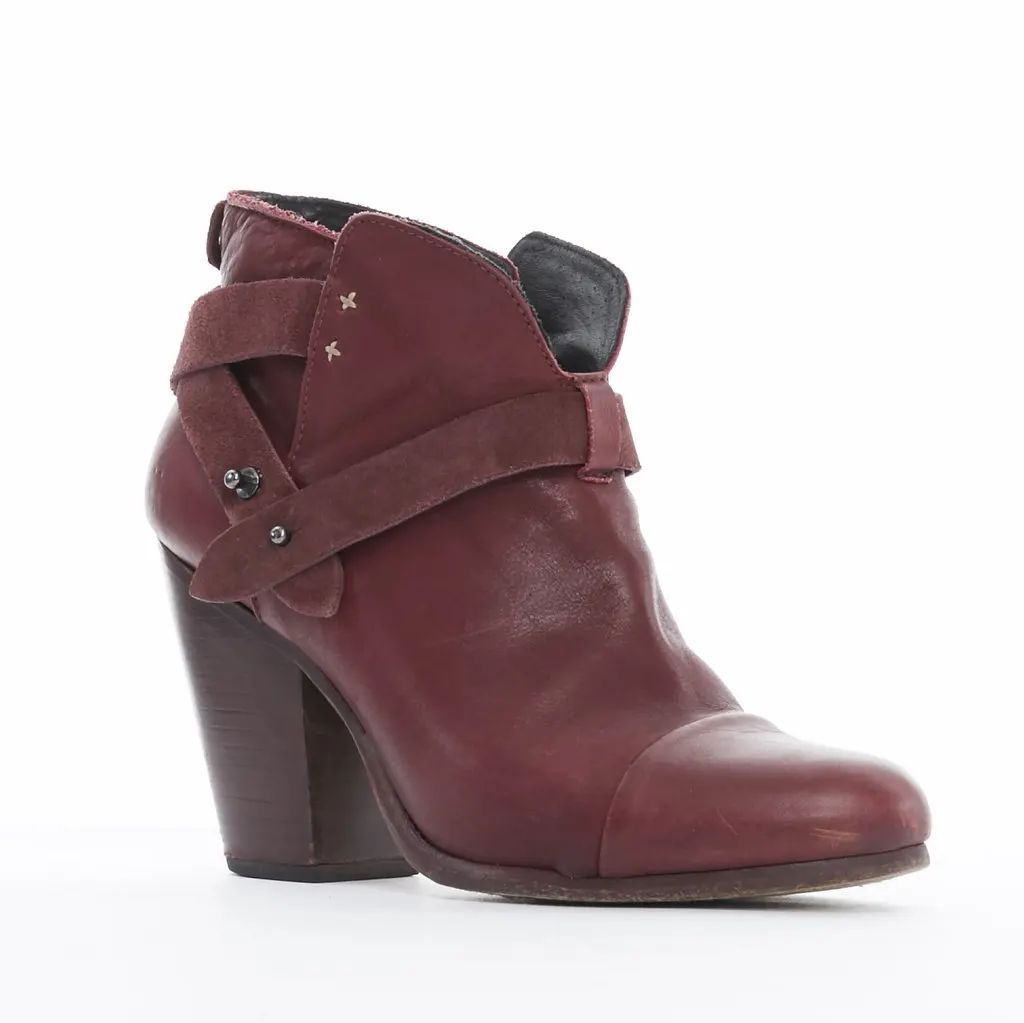 Rag & Bone Burgundy Leather Ankle Boots Burgundy Leather Good - Back View