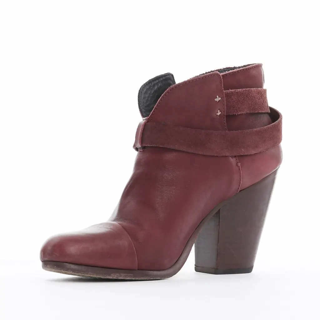 Rag & Bone Burgundy Leather Ankle Boots Burgundy Leather Good - Model View