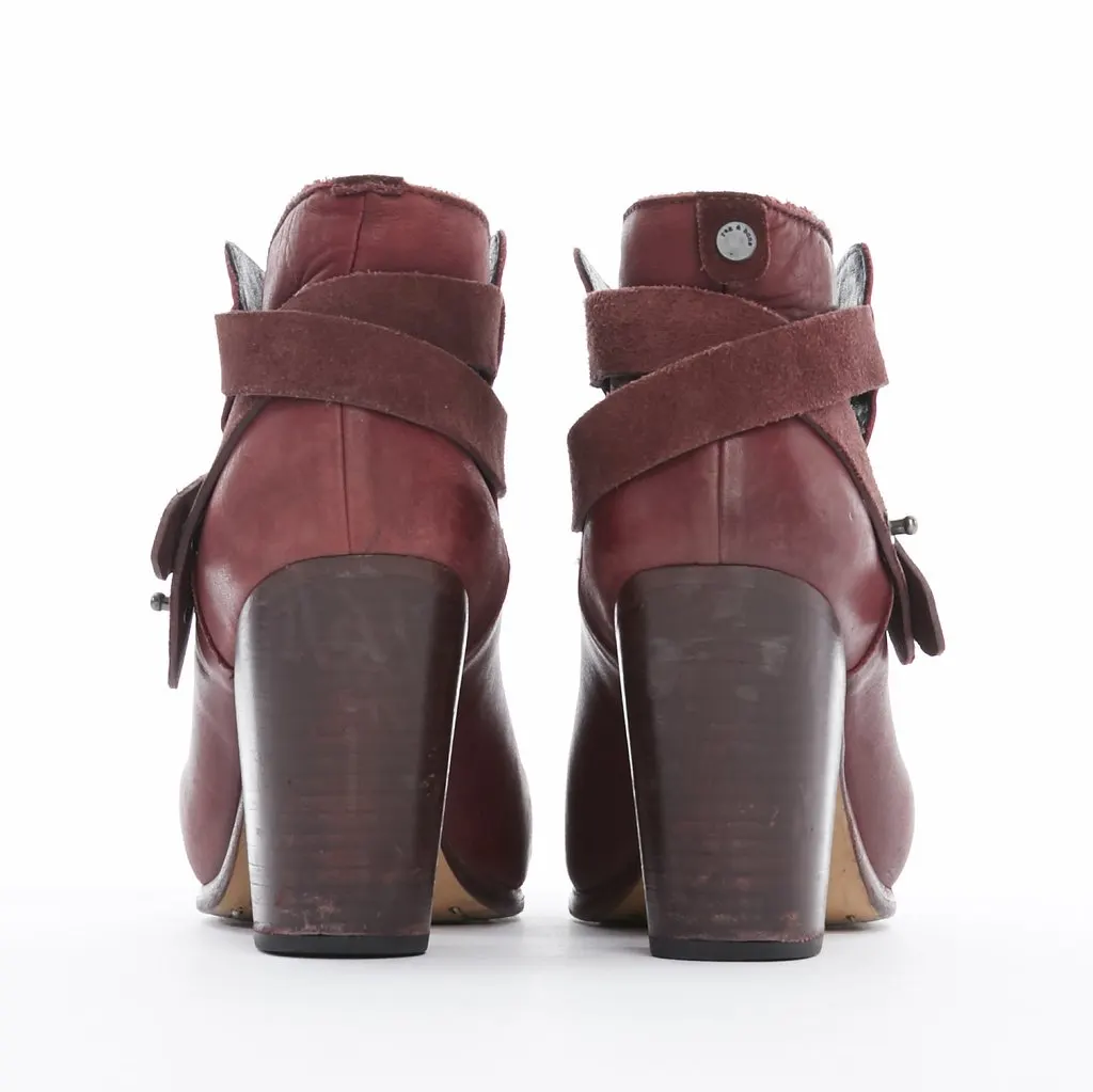 Rag & Bone Burgundy Leather Ankle Boots Burgundy Leather Good - Box View