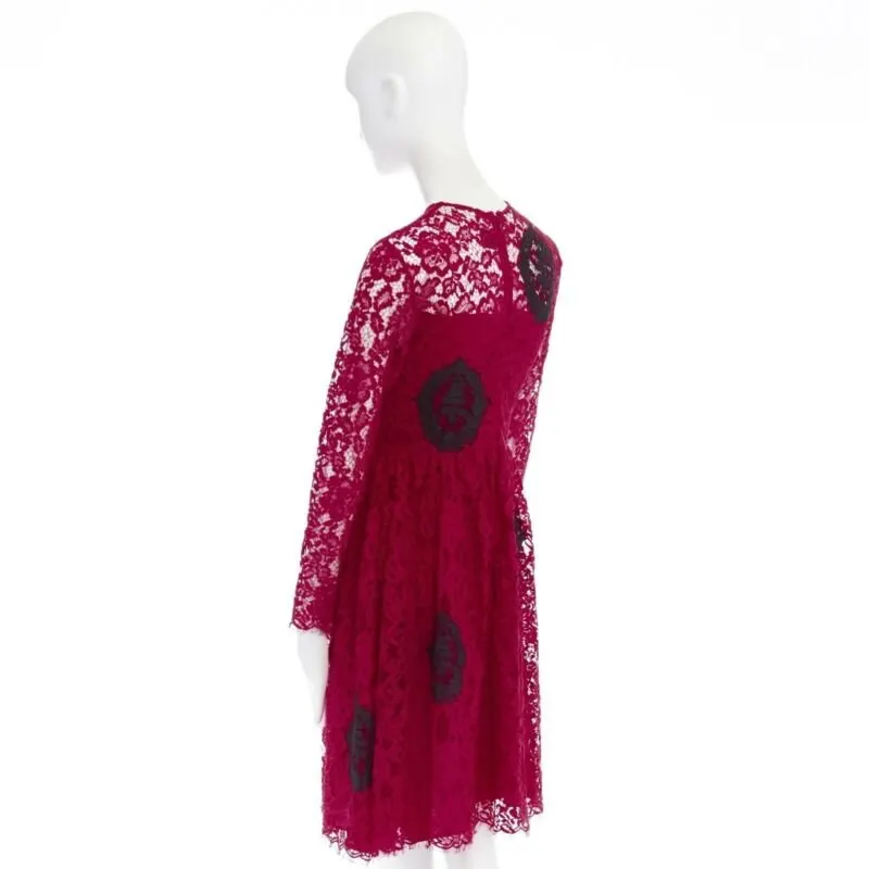 Huishan Zhang Floral Embroidered Dress Red Cotton Never worn - Inside View
