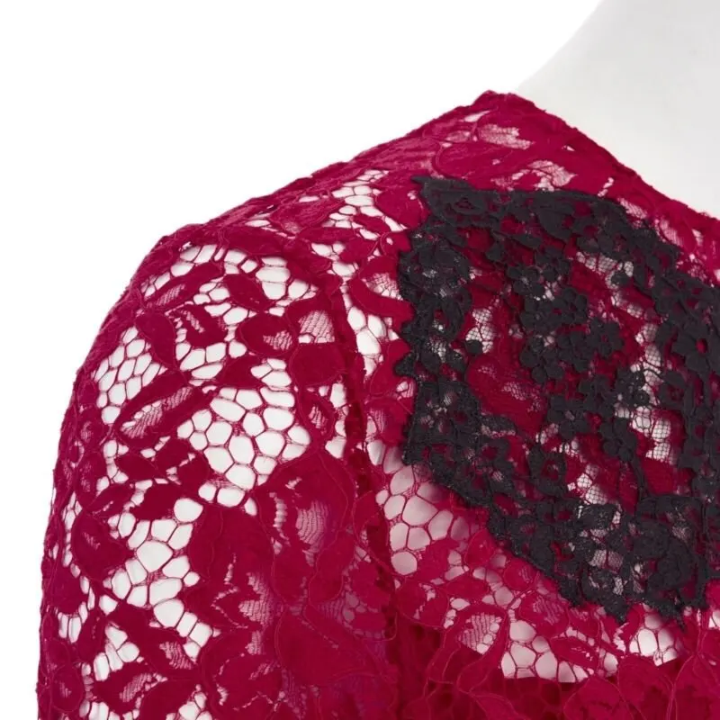Huishan Zhang Floral Embroidered Dress Red Cotton Never worn - Model View
