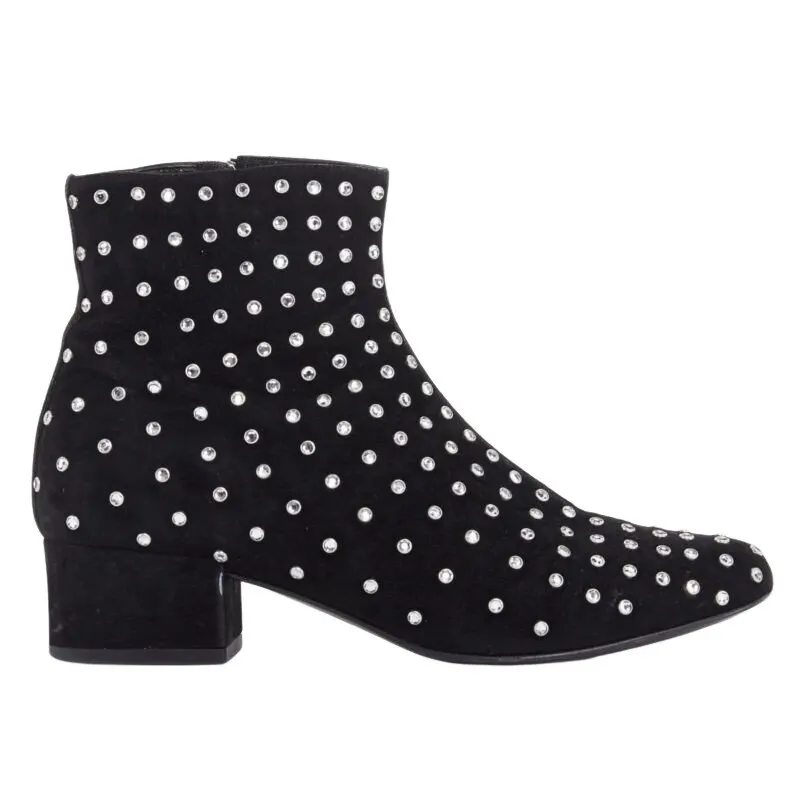 Saint Laurent Strass Embellished Boots Black Suede Very good - Front View