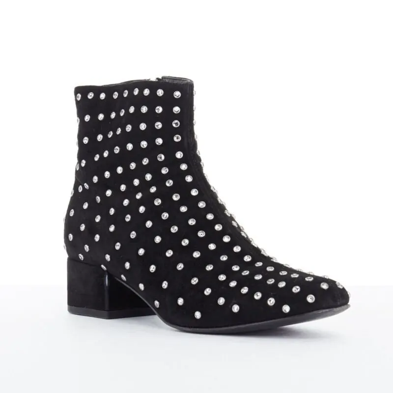 Saint Laurent Strass Embellished Boots Black Suede Very good - Back View