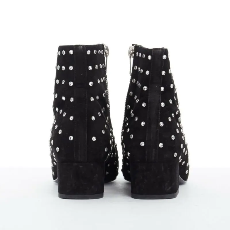 Saint Laurent Strass Embellished Boots Black Suede Very good - Box View