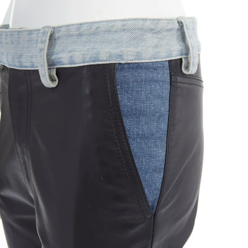 Maison Margiela Leather Trim Cuffed Jeans Black Polyester Very good - Back View