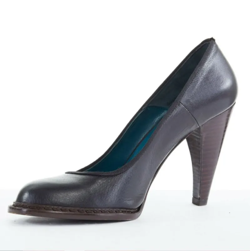Anne Valerie Hash Chunky Heel Shoes Black Leather Very good - Inside View