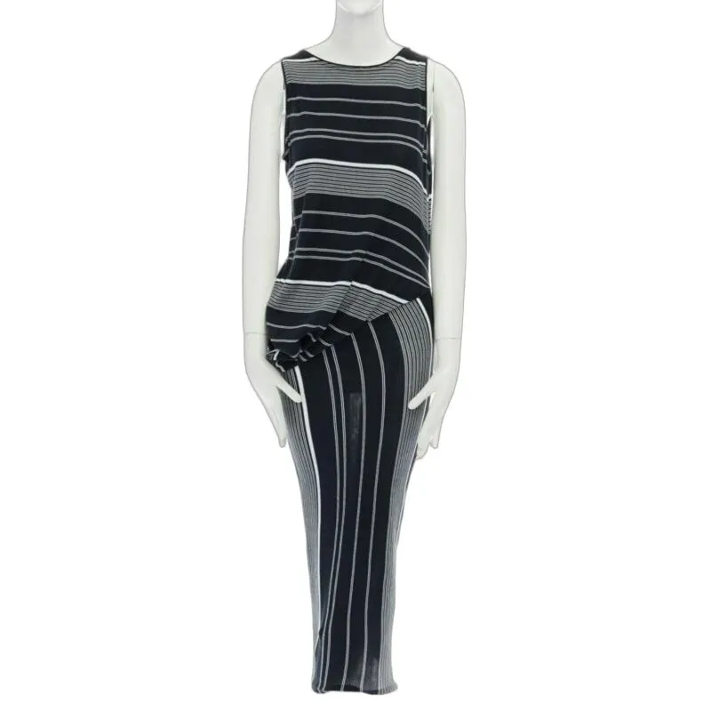 Stella McCartney Stripe Knit Dress Black Cotton Never worn, with tag - Front View