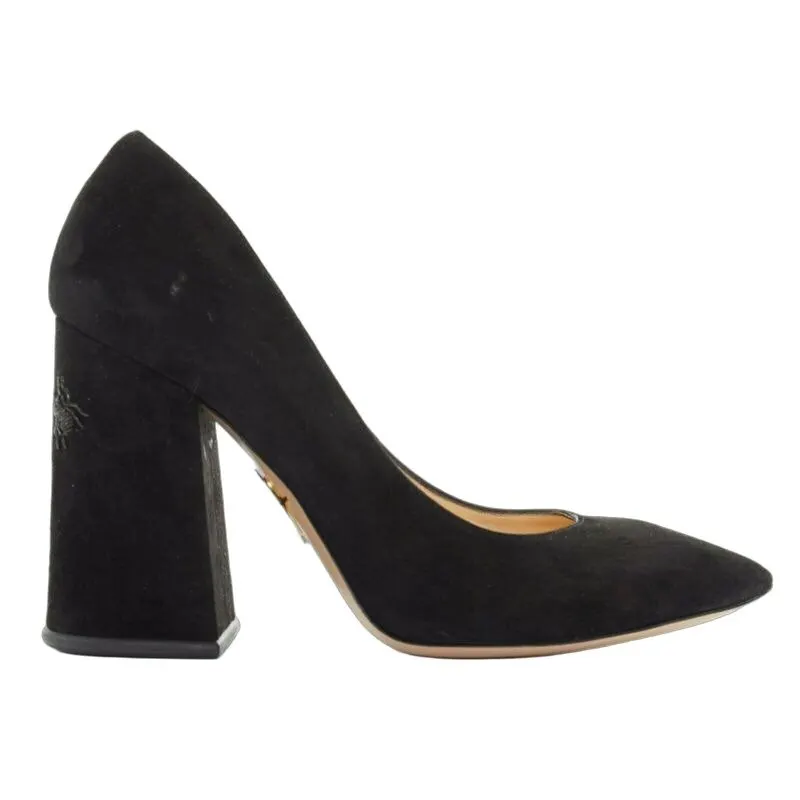 Charlotte Olympia Spider High Heels Black Suede Good - Front View