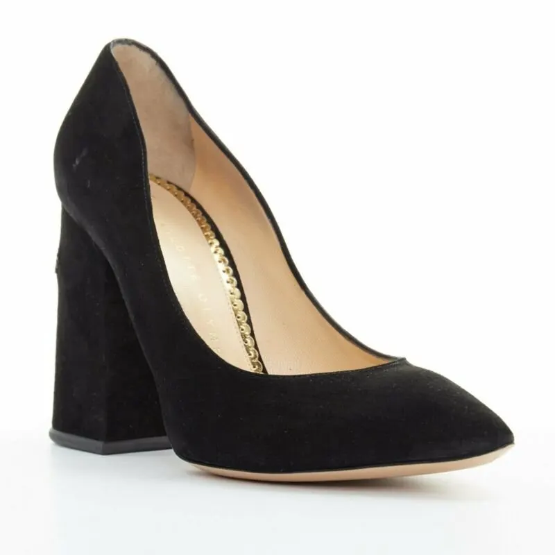 Charlotte Olympia Spider High Heels Black Suede Good - Back View