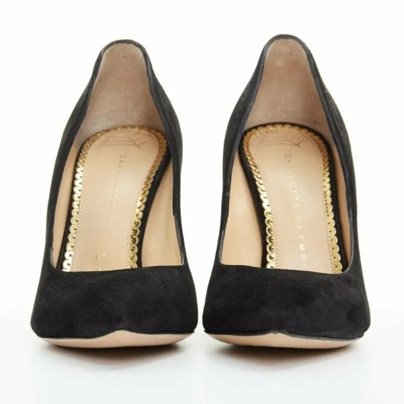 Charlotte Olympia Spider High Heels Black Suede Good - Inside View