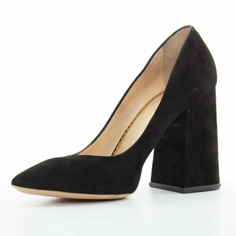 Charlotte Olympia Spider High Heels Black Suede Good - Model View