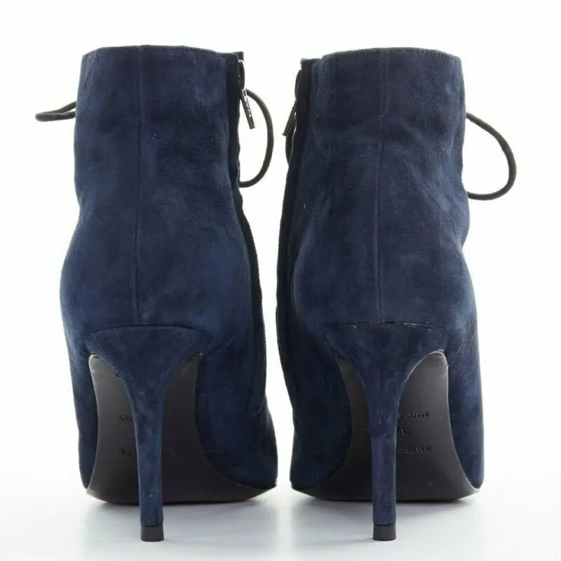 Balenciaga Suede Stud Lace Booties Blue Suede Good - Box View