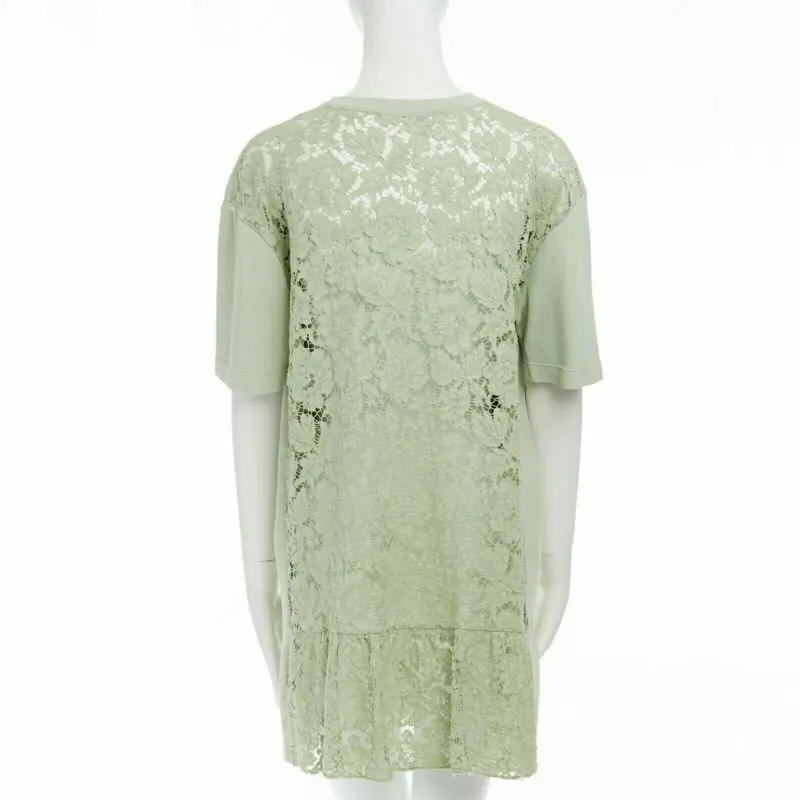 Valentino Crepe Lace Dress Green Cotton Very good - Box View